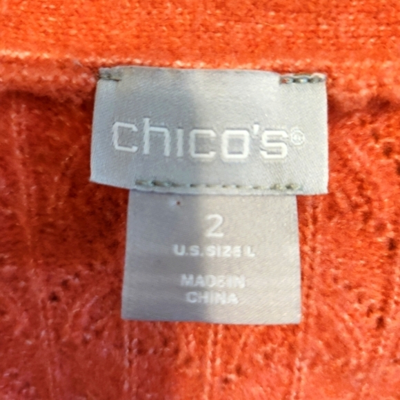 CHICO'S CABLE-KNIT V-NECK SWEATER SIZE 2 (LARGE) - Picture 7 of 8